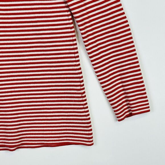 MaxMara‎ Weekend Red White Stripe Lap Shoulder Boatneck Sweater Women's Medium - Picture 3 of 6